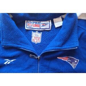 New England Patriots 90s REEBOK Fleece 1/4 sweater 2XL 3x royal blue NFL Pro vtg